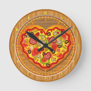 Ik hou van Pizza Pizza Fast Food Wall Clock Ronde Klok