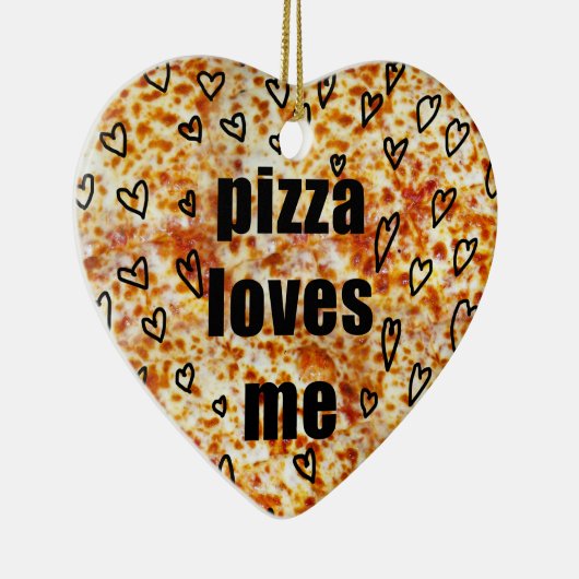 Ik hou van pizza/Pizza. Keramisch Ornament (Rechts)