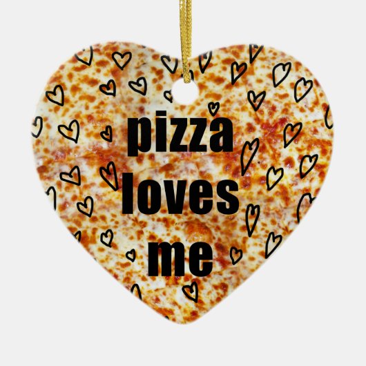 Ik hou van pizza/Pizza. Keramisch Ornament (Voorkant)