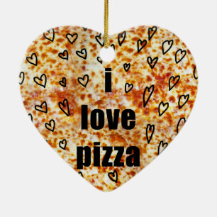 Ik hou van pizza/Pizza. Keramisch Ornament