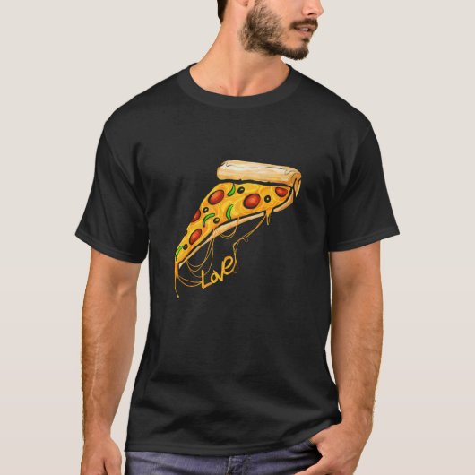 Ik hou van pizza-schijfpizza t-shirt (Voorkant)