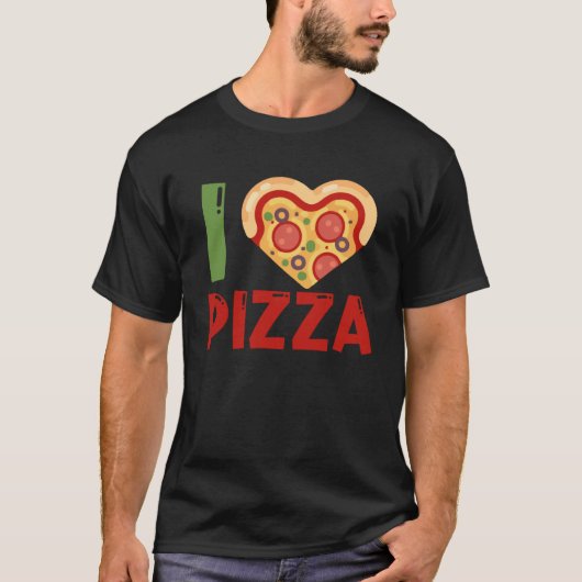 Ik hou van Pizza slice hart vorm voedsel voor vrou T-shirt (Voorkant)