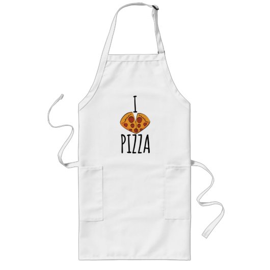 Ik hou van Pizza! T-shirt Lang Schort (Voorkant)