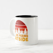 Ik Hou Van Plassen Buiten Grappig Wandelen Kampere Tweekleurige Koffiemok (Voorkant links)