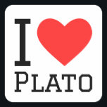 Ik hou van Plato Vierkante Sticker<br><div class="desc">Ik hou van Plato,  voor Griekse minnaars</div>