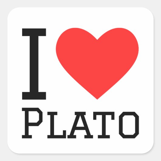 Ik hou van Plato Vierkante Sticker (Voorkant)