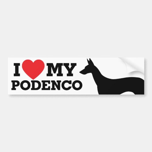 Ik hou van Podenco Bumpersticker (Voorkant)