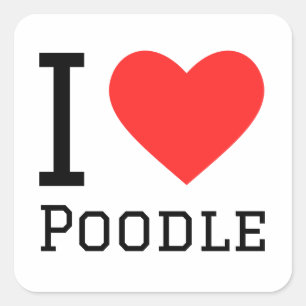 Ik hou van poedel vierkante sticker