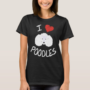 Ik hou van poedels ontwerp met poedel hond gezicht t-shirt