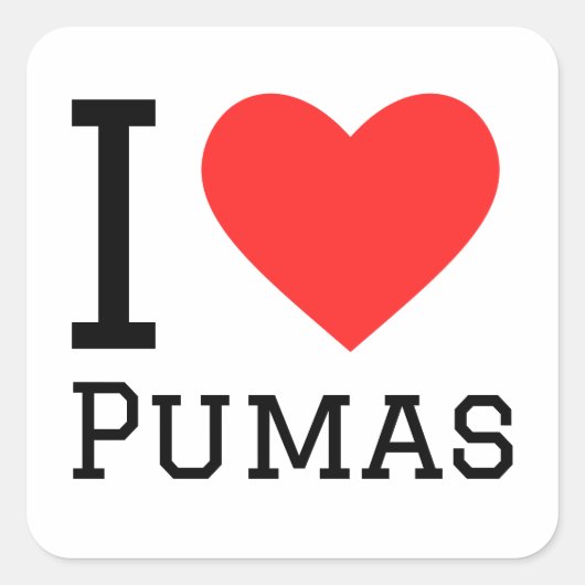 Ik hou van poema's vierkante sticker (Voorkant)