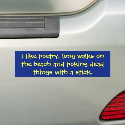 Ik hou van poëzie, enz. bumpersticker (Op auto)