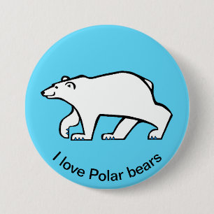 Ik hou van Polar BEREN - Wilde dieren - IJsblauw Ronde Button 7,6 Cm