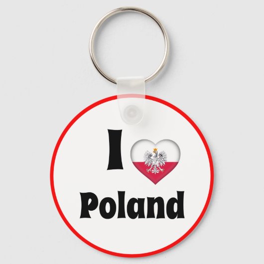 Ik hou van Polen en van Polen, hart, reizen en spo Sleutelhanger (Voorkant)