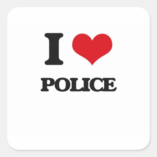 Ik hou van politie vierkante sticker (Voorkant)