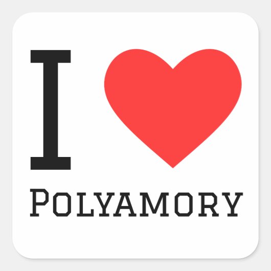 Ik hou van polyamorie vierkante sticker (Voorkant)