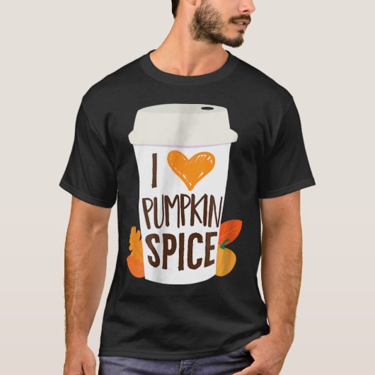 Ik hou van pompoen kruiden koffie herfst Herfst se T-shirt (Voorkant)