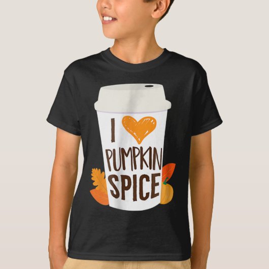 Ik hou van pompoen kruiden koffie herfst Herfst se T-shirt (Voorkant)