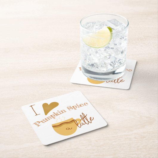 Ik hou van pompoenkruid een latte humoristische kartonnen onderzetters (Insitu)