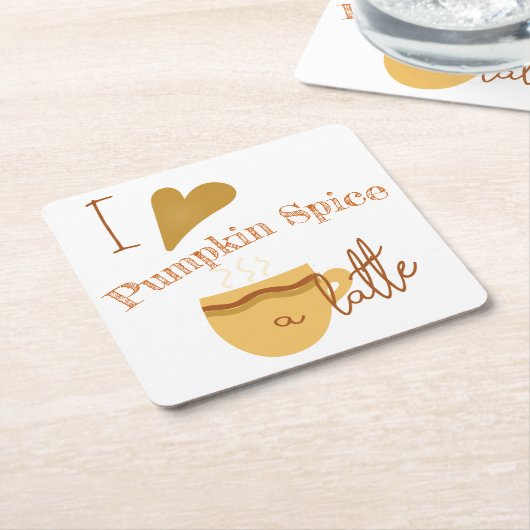 Ik hou van pompoenkruid een latte humoristische kartonnen onderzetters (Schuin)