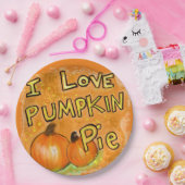 " Ik hou van pompoentaart Klassiek Papieren Bordje (Feest)