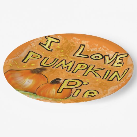 " Ik hou van pompoentaart Klassiek Papieren Bordje (Gekanteld)