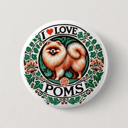 Ik hou van Poms Ronde Button 5,7 Cm (Voorkant)