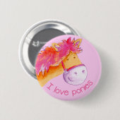 Ik hou van ponies-knoppenbadge ronde button 5,7 cm (Voorkant /achterkant)