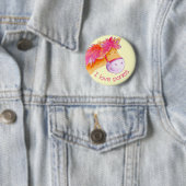 Ik hou van pony's knop badge roze & geel ronde button 5,7 cm (In situ)