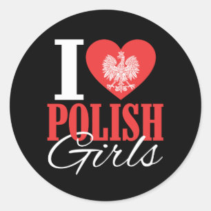Ik hou van Poolse meisjes Ronde Sticker