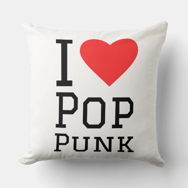 Ik hou van pop punk vierkante sticker kussen (Voorkant)