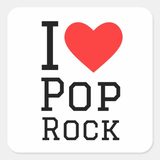 Ik hou van pop rock vierkante sticker (Voorkant)