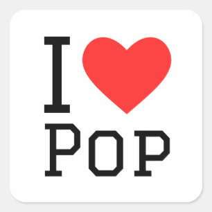 Ik hou van pop vierkante sticker