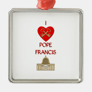 Ik hou van Pope Francis Metalen Ornament