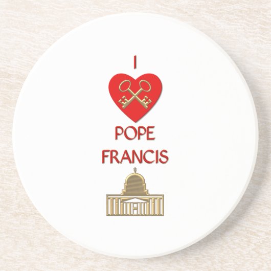 Ik hou van Pope Francis Zandsteen Onderzetter (Voorkant)