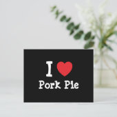Ik hou van Pork Pie hart T-Shirt Briefkaart (Staand voorkant)