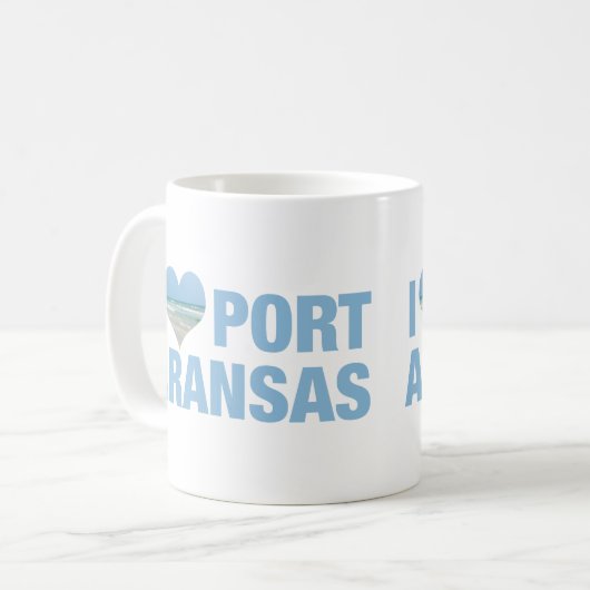 Ik hou van Port Aransas Koffiemok (Voorkant links)