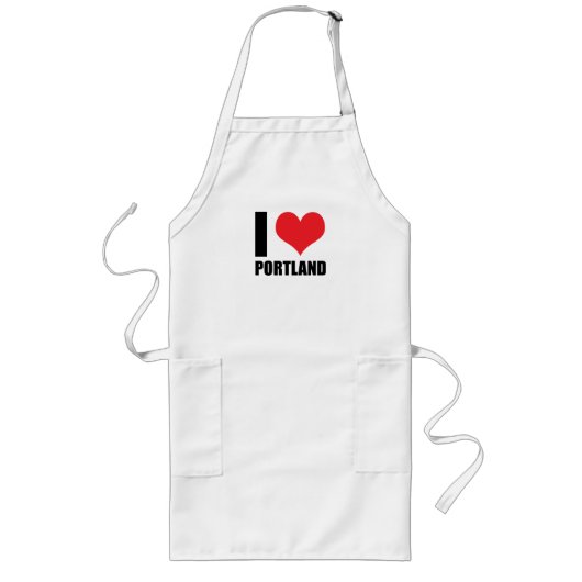 Ik hou van Portland  Lang Schort (Voorkant)