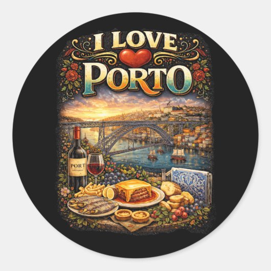 Ik hou van Porto Ronde Sticker (Voorkant)