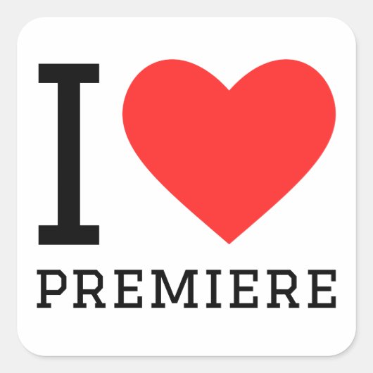 Ik hou van première vierkante sticker (Voorkant)