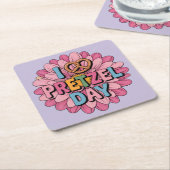 Ik hou van Pretzel Day Onderzetter set (Schuin)