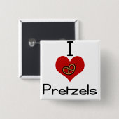 Ik hou van pretzel vierkante button 5,1 cm (Voorkant /achterkant)