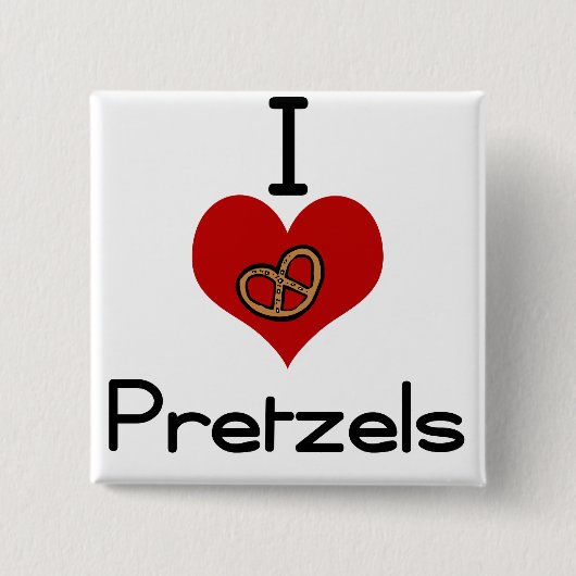Ik hou van pretzel vierkante button 5,1 cm (Voorkant)