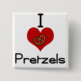Ik hou van pretzel vierkante button 5,1 cm