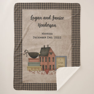 Ik hou van Prims Country Red Saltbox Home Sherpa Deken