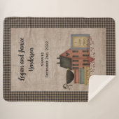 Ik hou van Prims Country Red Saltbox Home Sherpa Deken (Voorkant (horizontaal))