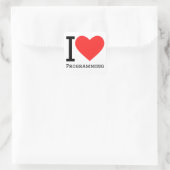 Ik hou van programmeren vierkante sticker (Tas)