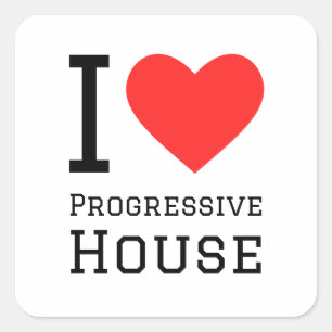 Ik hou van progressief huis vierkante sticker