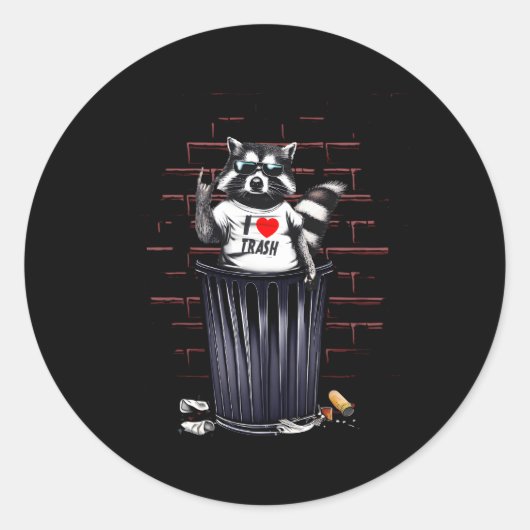 Ik hou van prullenbakken panda ronde sticker (Voorkant)