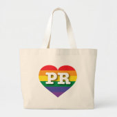 Ik hou van Puerto Rico Rainbow Heart Grote Tote Bag (Voorkant)