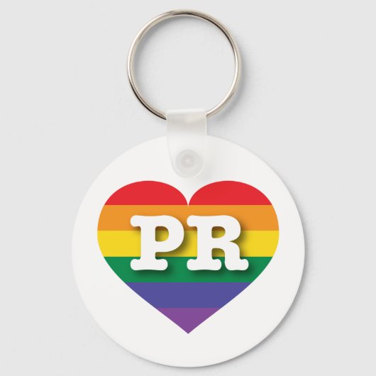 Ik hou van Puerto Rico Rainbow Heart Sleutelhanger (Voorkant)